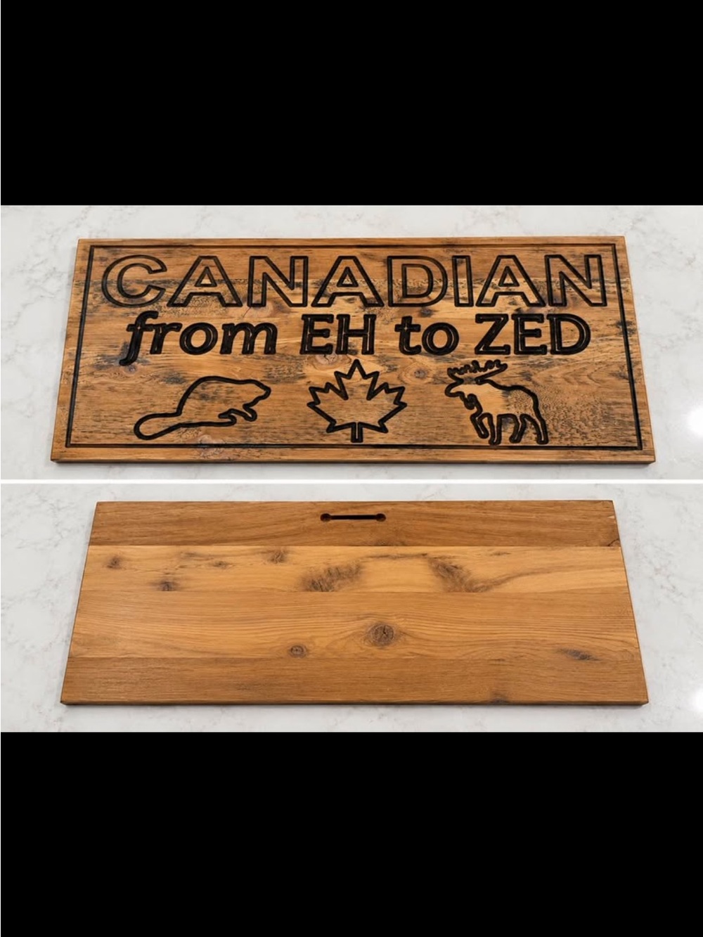 Canadian From EH to ZED Wooden Wall Sign - Natural Brown